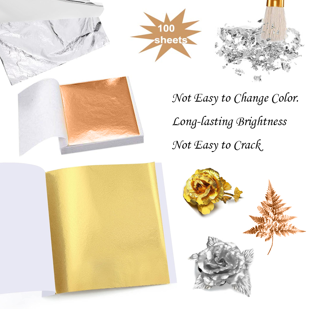 Gold Foil Flakes - 100pcs Imitation Golds Silver Coppers Foil