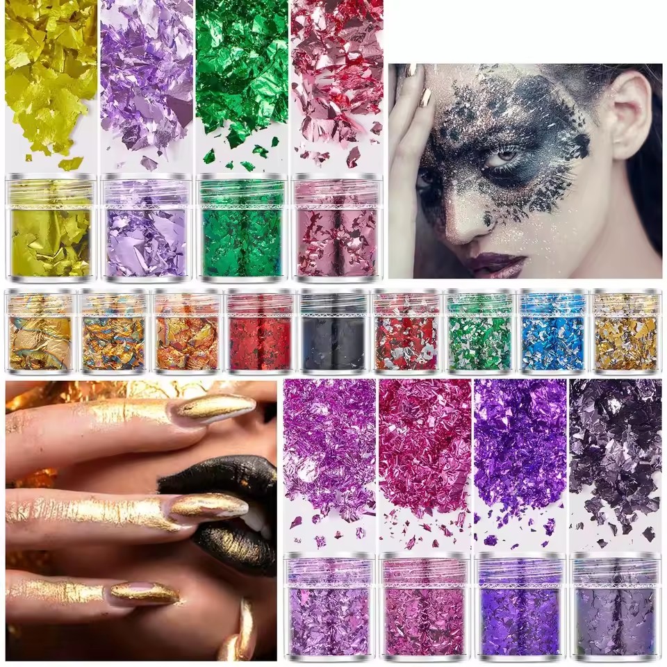 4pcs Set Gold Silver Mult-colo - Gold Foil Flakes ulasan dan harga