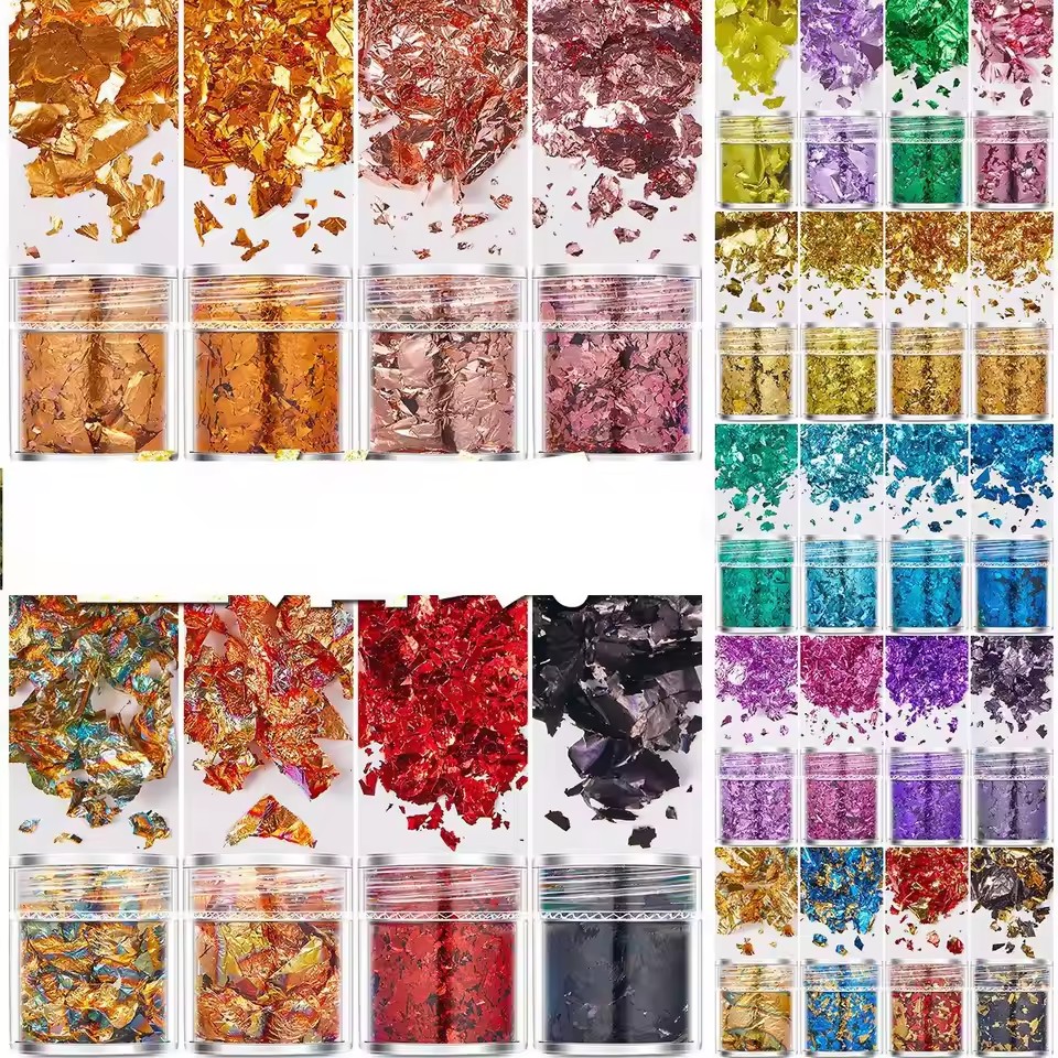 4pcs Set Gold Silver Mult-colo - Gold Foil Flakes ulasan dan harga