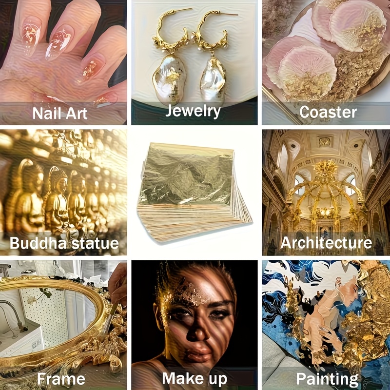 Set of 100Pcs Imitation Gold F - Gold Foil Flakes ulasan dan harga
