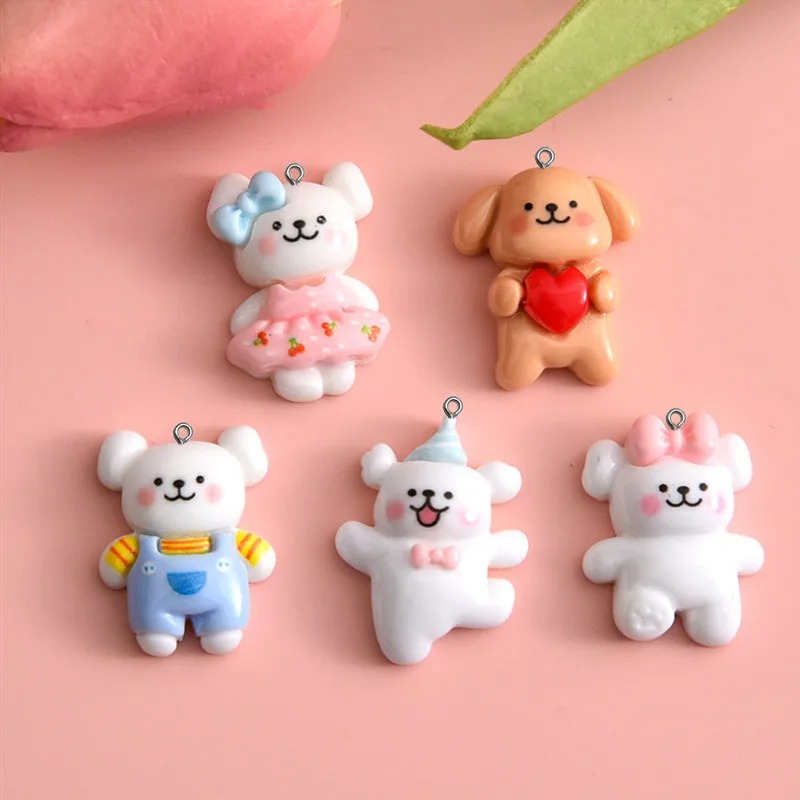 10pcs Cartoon Dog Resin Charms - Resin Crafts Diy ulasan dan harga